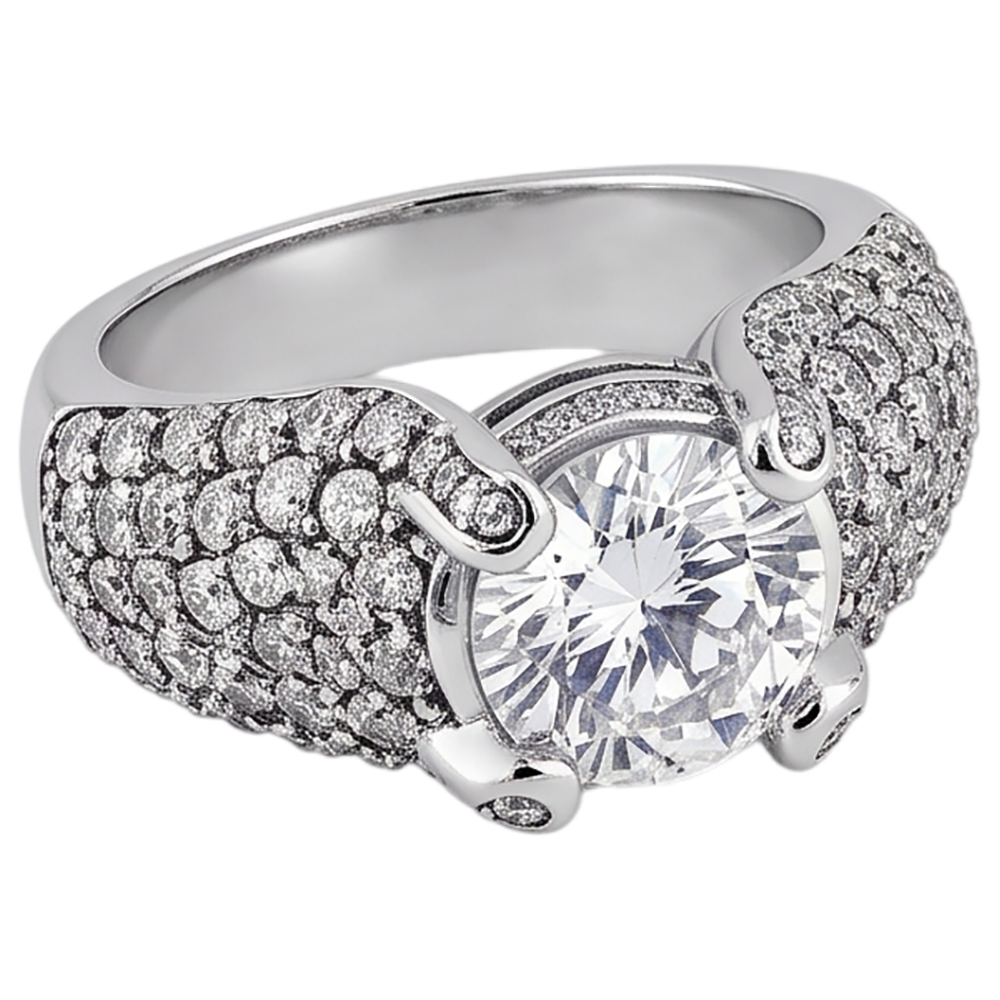 Anello Di Fidanzamento In Oro Bianco 14K Con Vero Diamante Naturale Autentico ( non creato in laboratorio ) Da 4 Carati