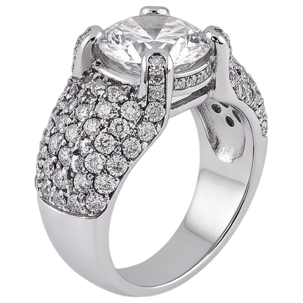 Anello Di Fidanzamento In Oro Bianco 14K Con Vero Diamante Naturale Autentico ( non creato in laboratorio ) Da 4 Carati