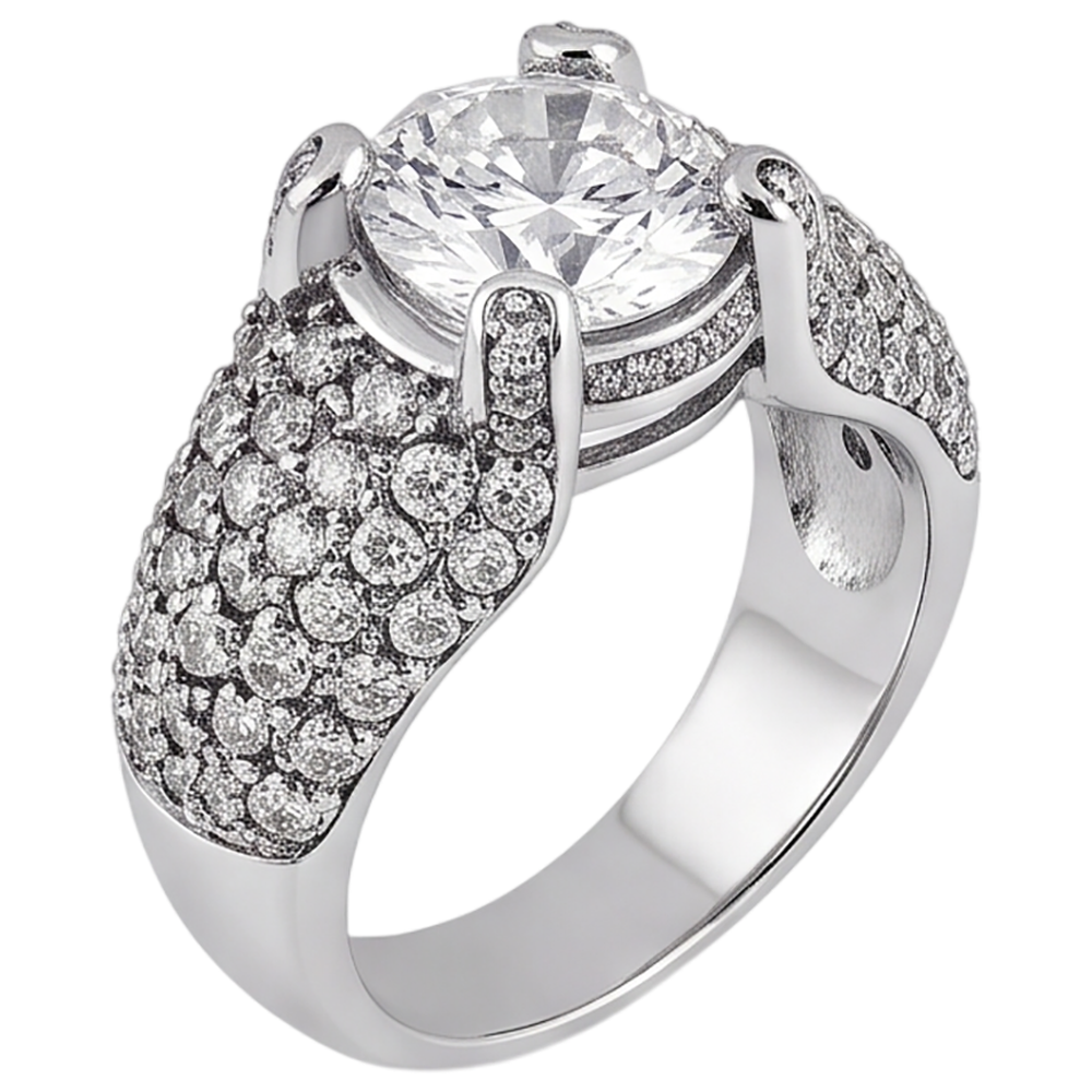 Anello Di Fidanzamento In Oro Bianco 14K Con Vero Diamante Naturale Autentico ( non creato in laboratorio ) Da 4 Carati