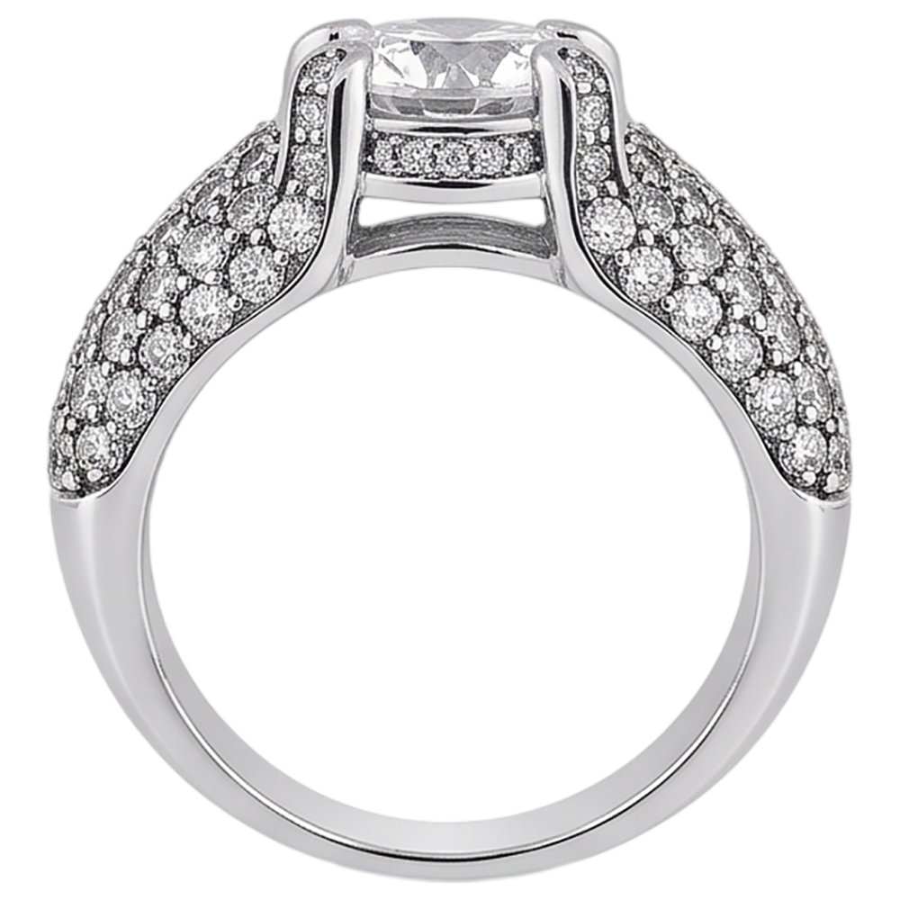 Anello Di Fidanzamento In Oro Bianco 14K Con Vero Diamante Naturale Autentico ( non creato in laboratorio ) Da 4 Carati