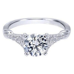 Anello Di Fidanzamento In Oro Bianco Con Genuino Diamanti Taglio Brillante Da 3.40 Carati