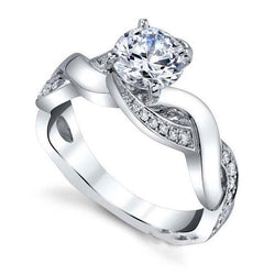 Anello Di Fidanzamento In Oro Bianco Con Naturale Diamanti Taglio Brillante Scintillante Da 3.20 Ct