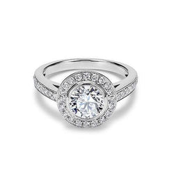 Anello Di Fidanzamento In Oro Bianco Con Vero Diamante Da 3.50 Carati Halo
