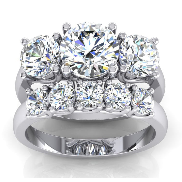 Anello Di Fidanzamento Matrimonio Set Oro Punte Di Vero Diamanti Rotondi