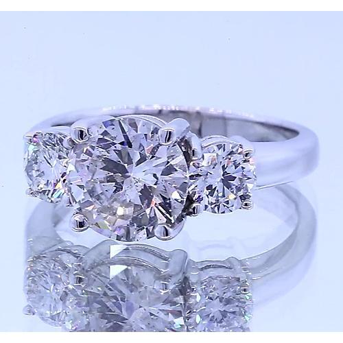 Anello Di Fidanzamento Rotondo Con Tre Vero Diamanti In Pietra Set 2.50 Carati