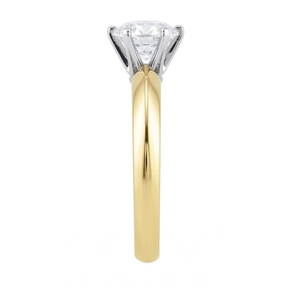 vero round diamante 1.50carati anello vista di profilo