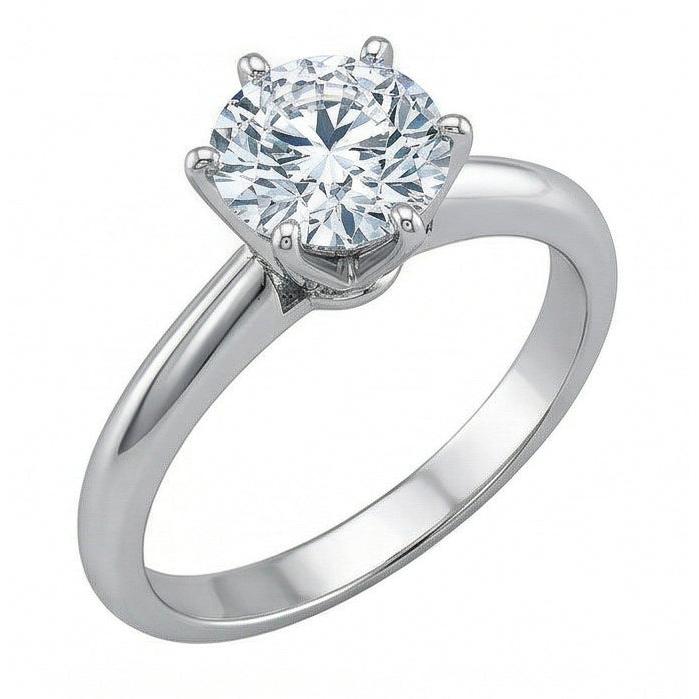 vero round diamante anello su bianco