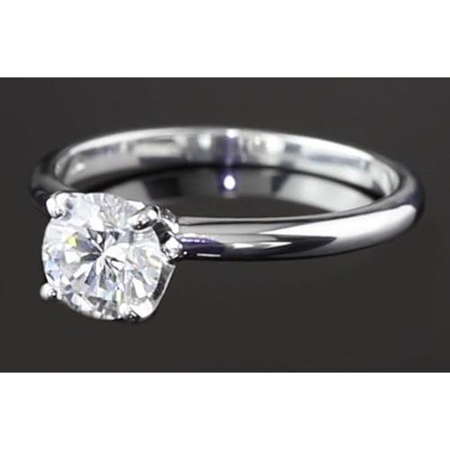 Anello Di Fidanzamento Solitario Con Genuino Diamante Rotondo 1.25 Oro Bianco 14K