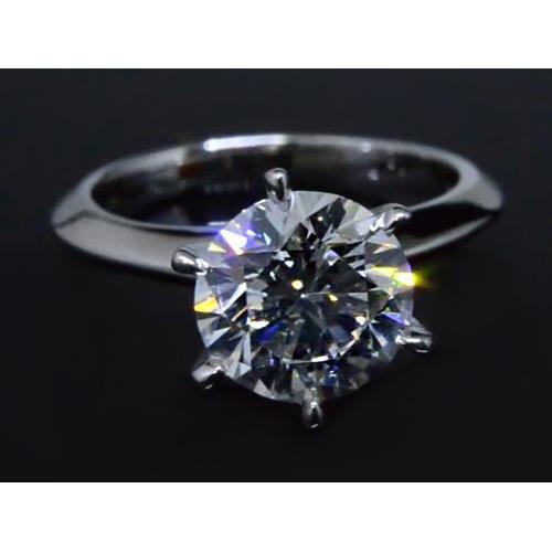 Anello Di Fidanzamento Solitario Con Genuino Diamante Rotondo Da 2 Carati