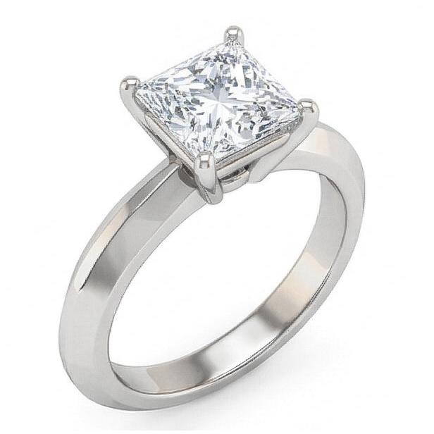 Anello Di Fidanzamento Solitario Con Naturale Diamante Naturale Autentico ( non creato in laboratorio ) 0.75 Ct. Gioielli Oro Bianco