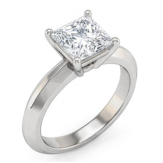 Anello Di Fidanzamento Solitario Con Naturale Diamante Naturale Autentico ( non creato in laboratorio ) 0.75 Ct. Gioielli Oro Bianco