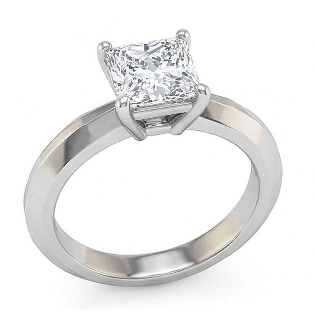 Anello Di Fidanzamento Solitario Con Naturale Diamante Naturale Autentico ( non creato in laboratorio ) 0.75 Ct. Gioielli Oro Bianco