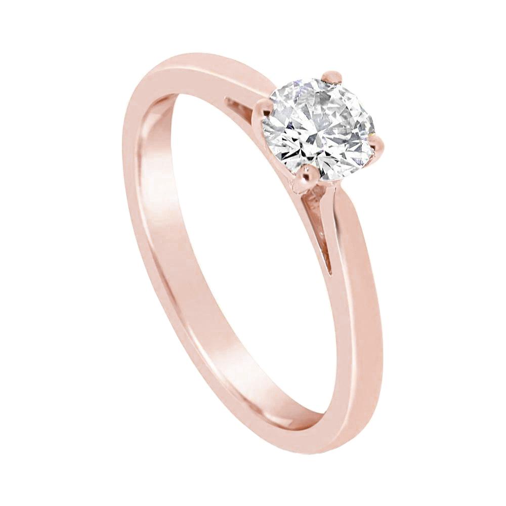 Anello Di Fidanzamento Solitario In Oro Rosa Con Genuino Diamante Rotondo Da 2 Carati Novità