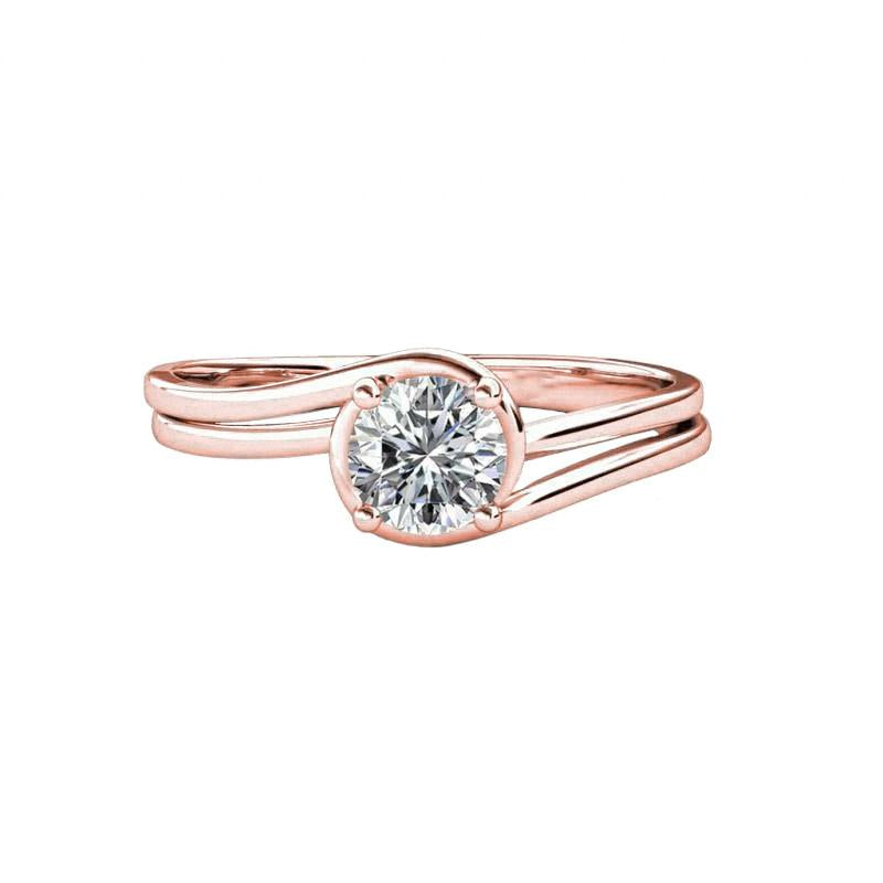 Anello Di Fidanzamento Solitario In Oro Rosa Con Naturale Diamante Rotondo 1.75 Ct