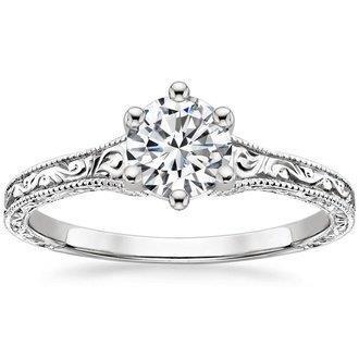 Anello Di Fidanzamento Solitario In Stile Antico Con Genuino Diamante Da 2.25 Ct. Oro Bianco