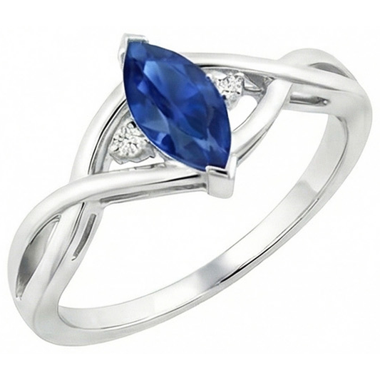 Anello Di Fidanzamento Taglio Marquise Con Zaffiro