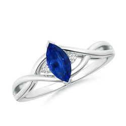Anello Di Fidanzamento Taglio Marquise Con Zaffiro
