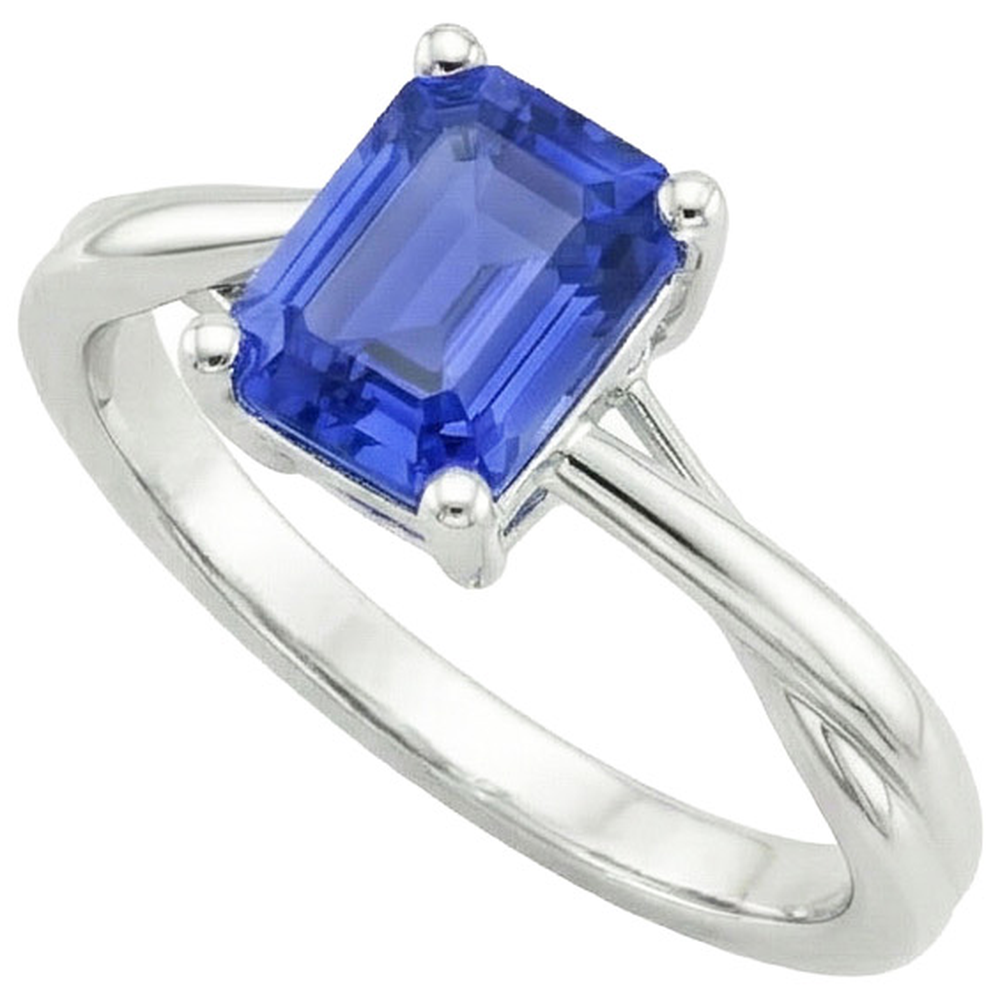 Anello Di Fidanzamento Taglio Smeraldo Zaffiro