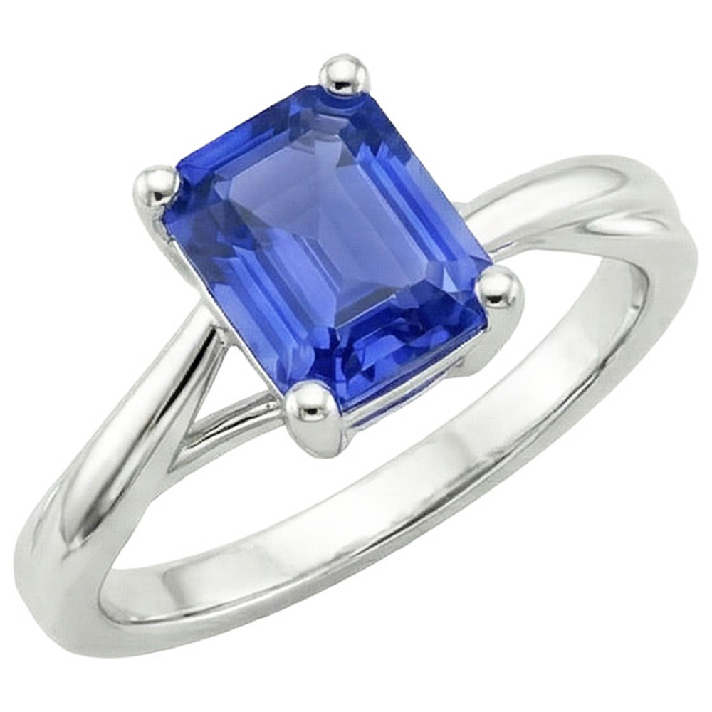 Anello Di Fidanzamento Taglio Smeraldo Zaffiro