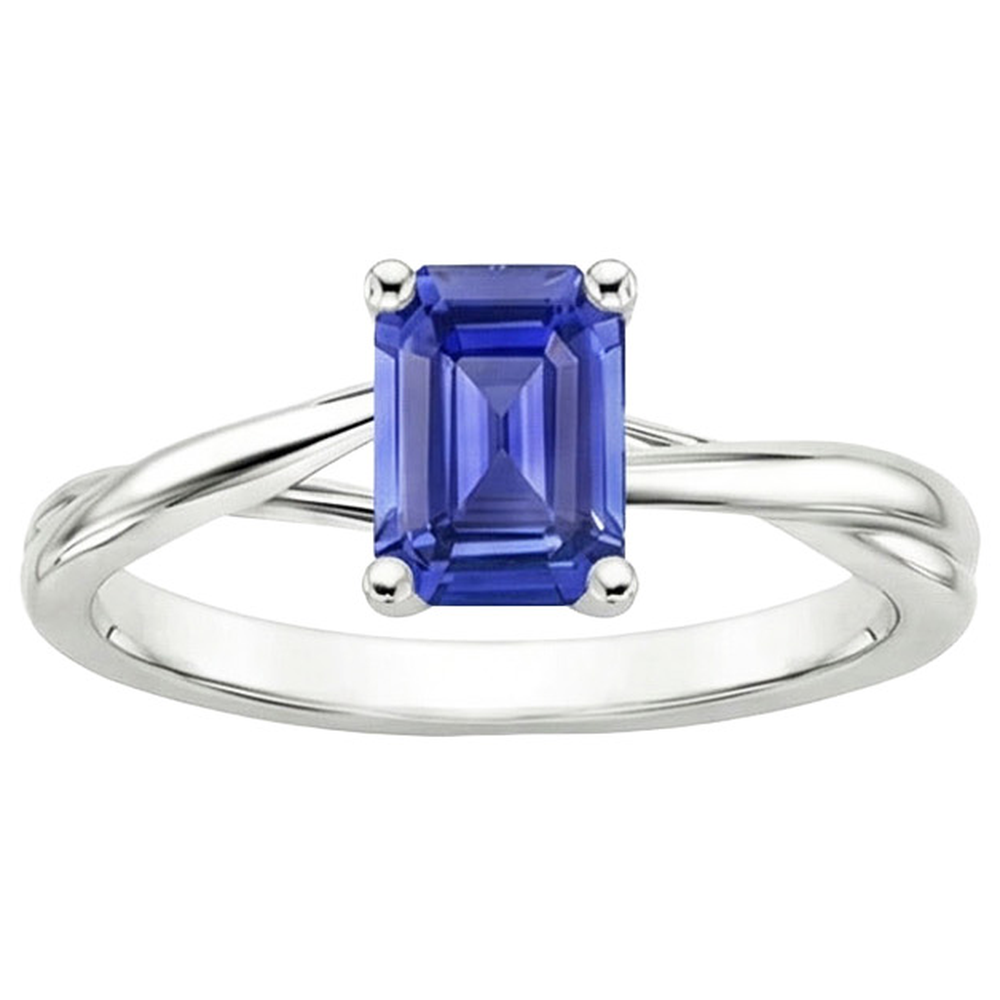 Anello Di Fidanzamento Taglio Smeraldo Zaffiro