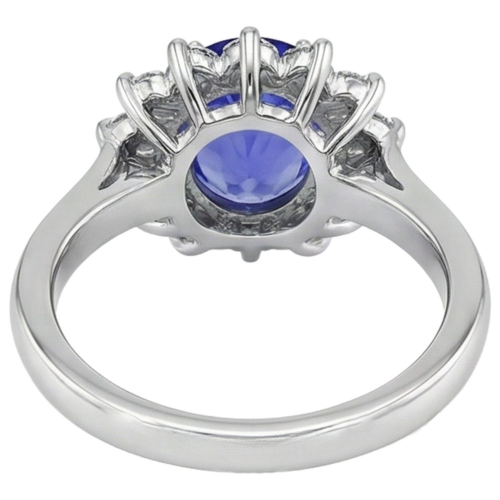Anello Di Fidanzamento Tanzanite 5.25 Ct Con Diamanti Oro Bianco 14K