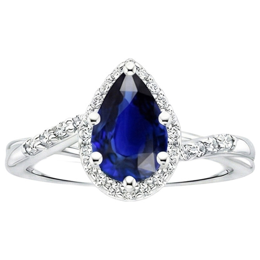 vero pear diamante 5carati anello vista di profilo