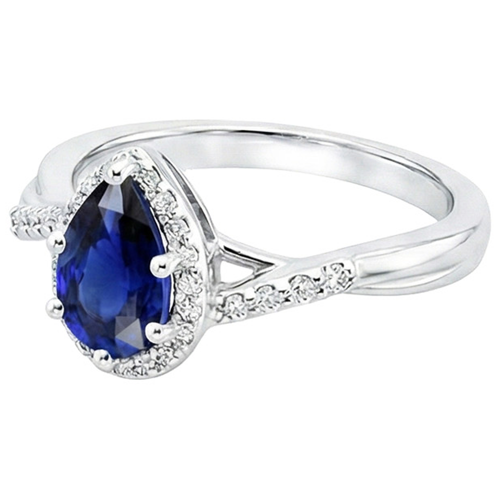 vero pear diamante 5carati anello su bianco
