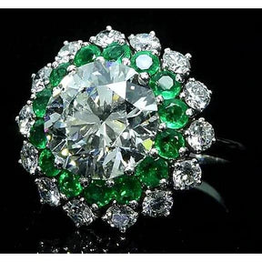 Anello Diamante 11.60 Carati Stile Vintage Smeraldo Colombiano Nuovo