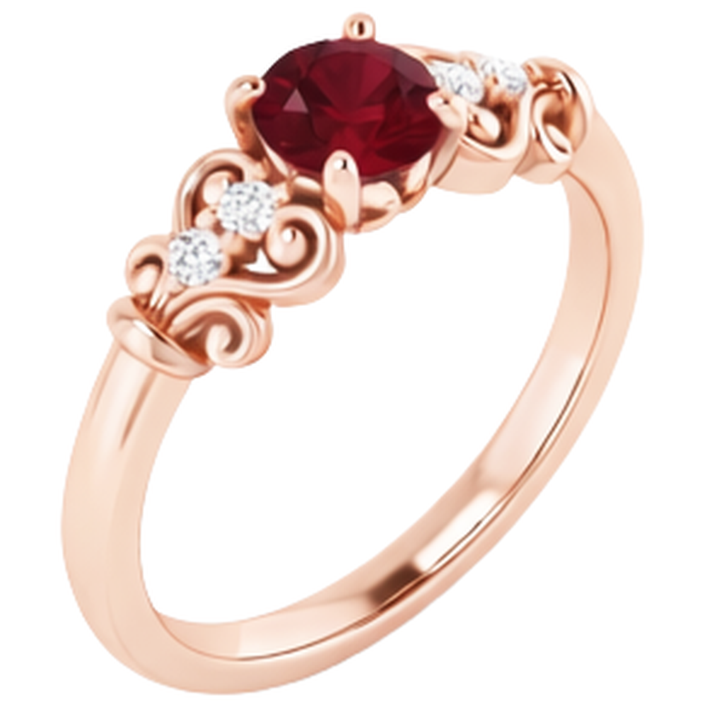 Anello Diamante Naturale Autentico ( non creato in laboratorio ) 1.10 Carati Rubino Birmano Stile Antico Oro Rosa 14K