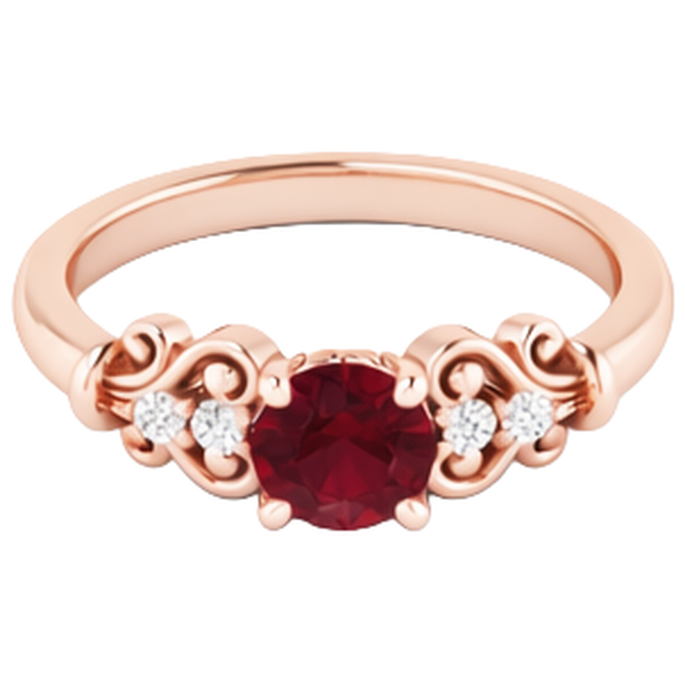Anello Diamante Naturale Autentico ( non creato in laboratorio ) 1.10 Carati Rubino Birmano Stile Antico Oro Rosa 14K