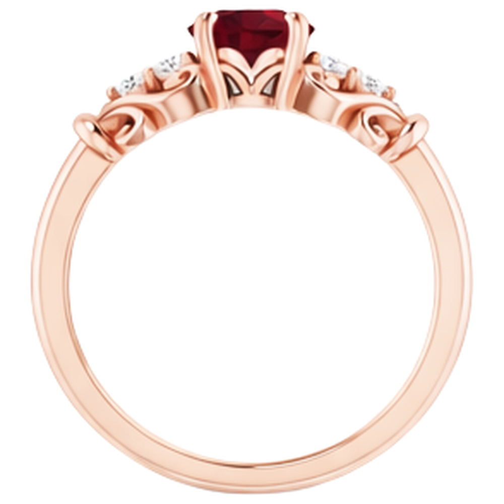 Anello Diamante Naturale Autentico ( non creato in laboratorio ) 1.10 Carati Rubino Birmano Stile Antico Oro Rosa 14K