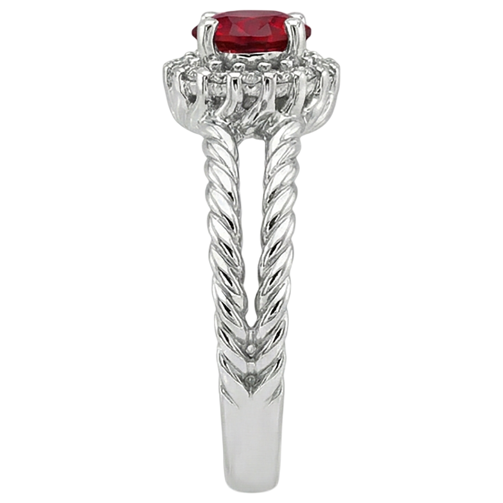 Anello Diamante Naturale Autentico ( non creato in laboratorio ) Rubino e Diamanti 2 Carati Oro Bianco 14K Gioielli