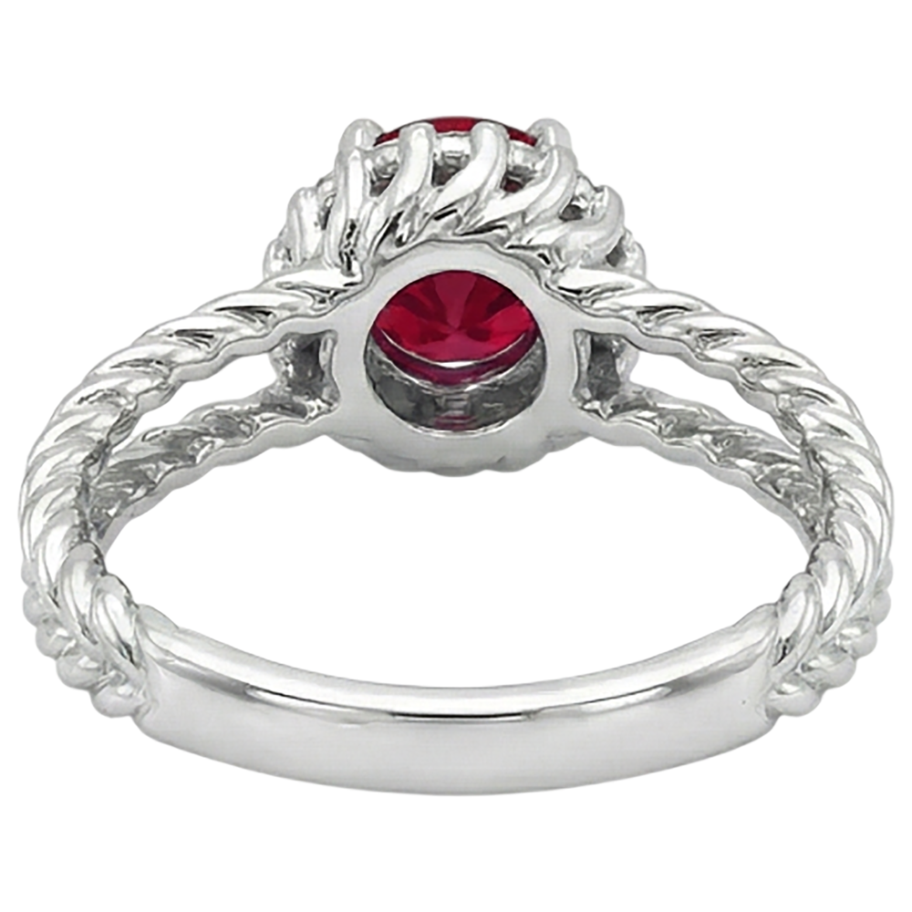 Anello Diamante Naturale Autentico ( non creato in laboratorio ) Rubino e Diamanti 2 Carati Oro Bianco 14K Gioielli