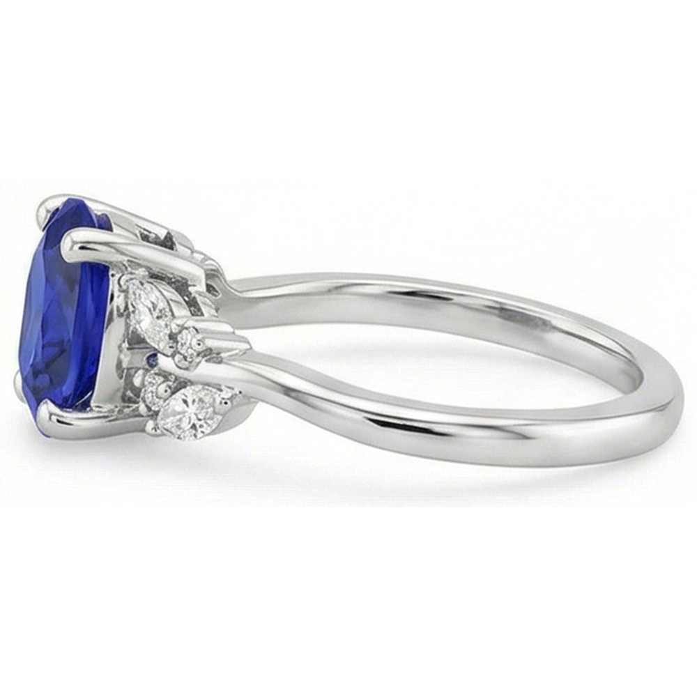 vero marquise diamante 4carati anello vista di profilo