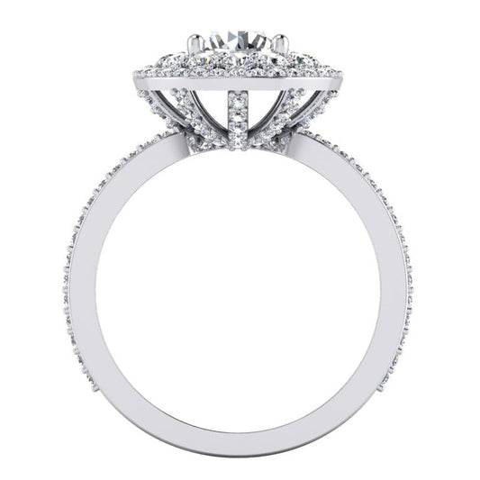 Anello Doppio Halo Genuino Diamante 3 Carati