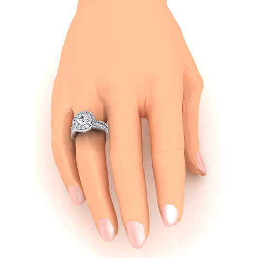 Anello Doppio Halo Genuino Diamante 3 Carati