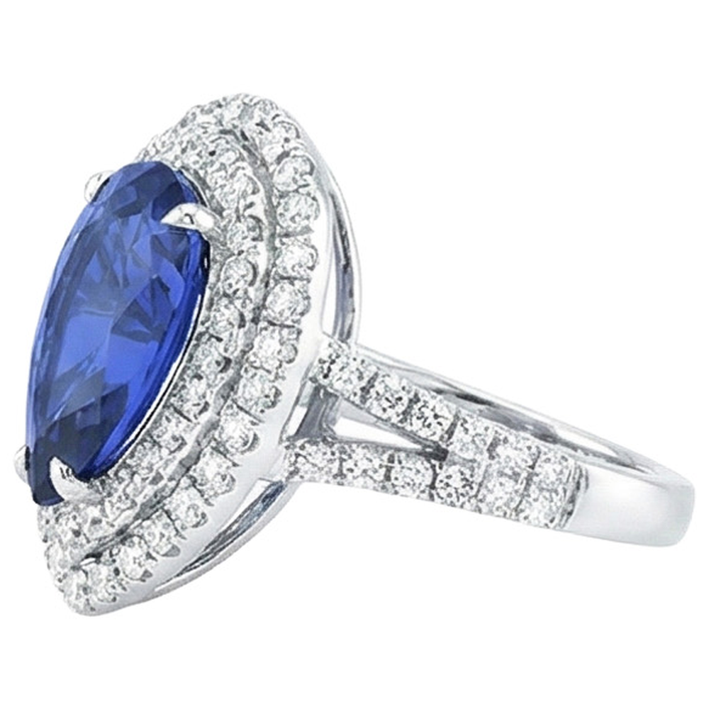 vero round diamante 6.50carati anello vista di profilo