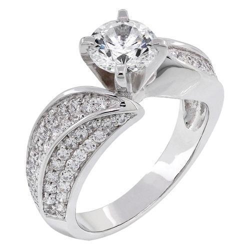 Anello Fantasia Con Naturale Diamanti Rotondi Con Accenti Da 2.50 Ct. Oro Bianco 14k Novità