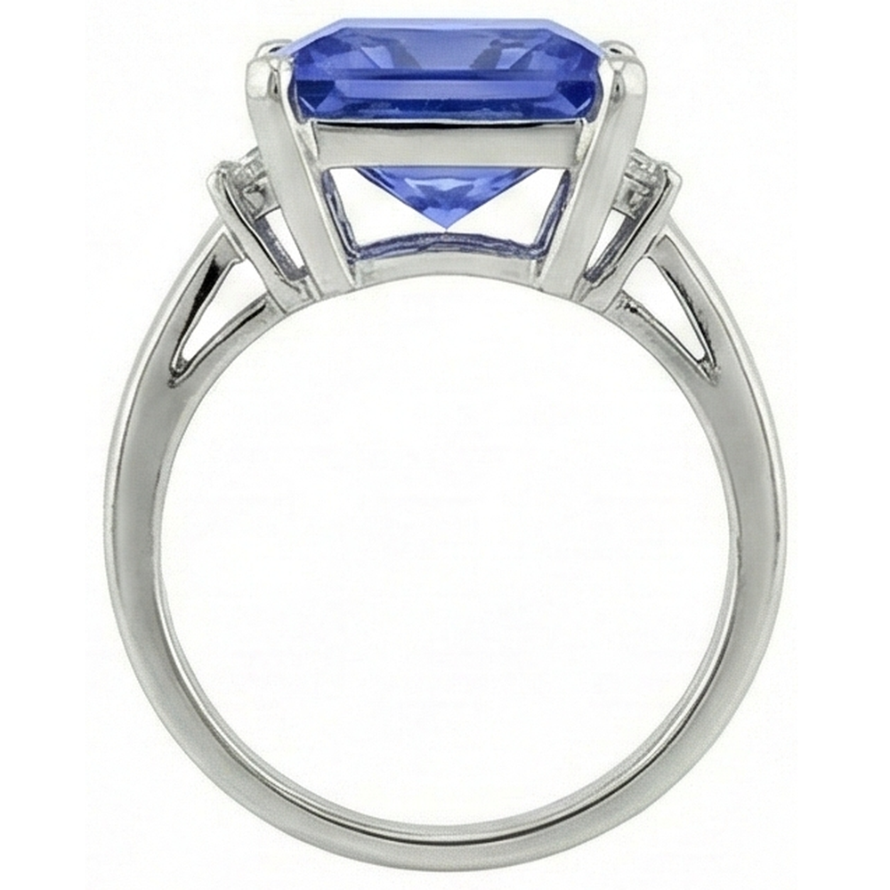 Anello Fantasia Principessa Tanzanite Diamanti Naturali Autentici ( non creati in laboratorio ) 8.50 Carati Oro Bianco 14K