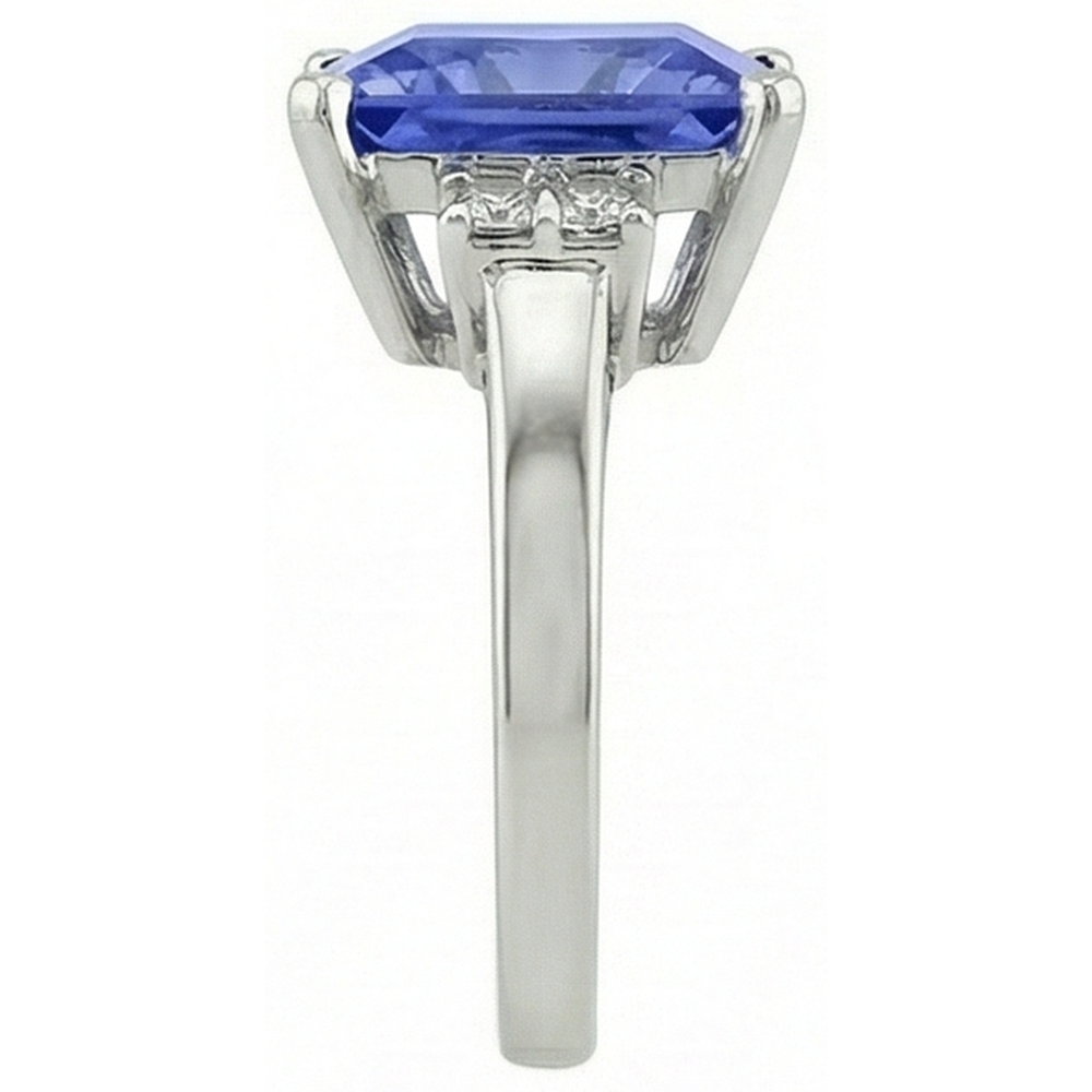 Anello Fantasia Principessa Tanzanite Diamanti Naturali Autentici ( non creati in laboratorio ) 8.50 Carati Oro Bianco 14K