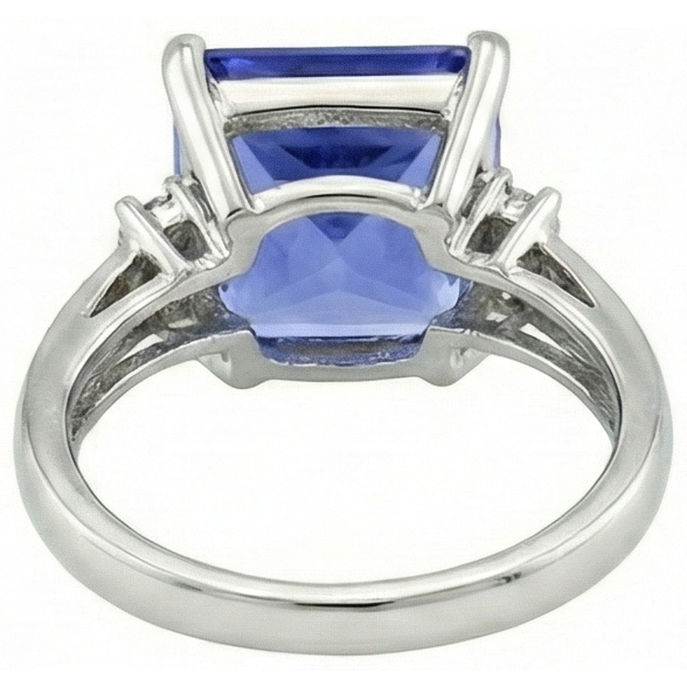 Anello Fantasia Principessa Tanzanite Diamanti Naturali Autentici ( non creati in laboratorio ) 8.50 Carati Oro Bianco 14K
