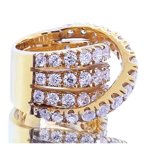 Anello Fantasia Rotondo Con Genuino Diamanti Di Tipo Vintage In Oro Giallo 14k 3,57 Carati