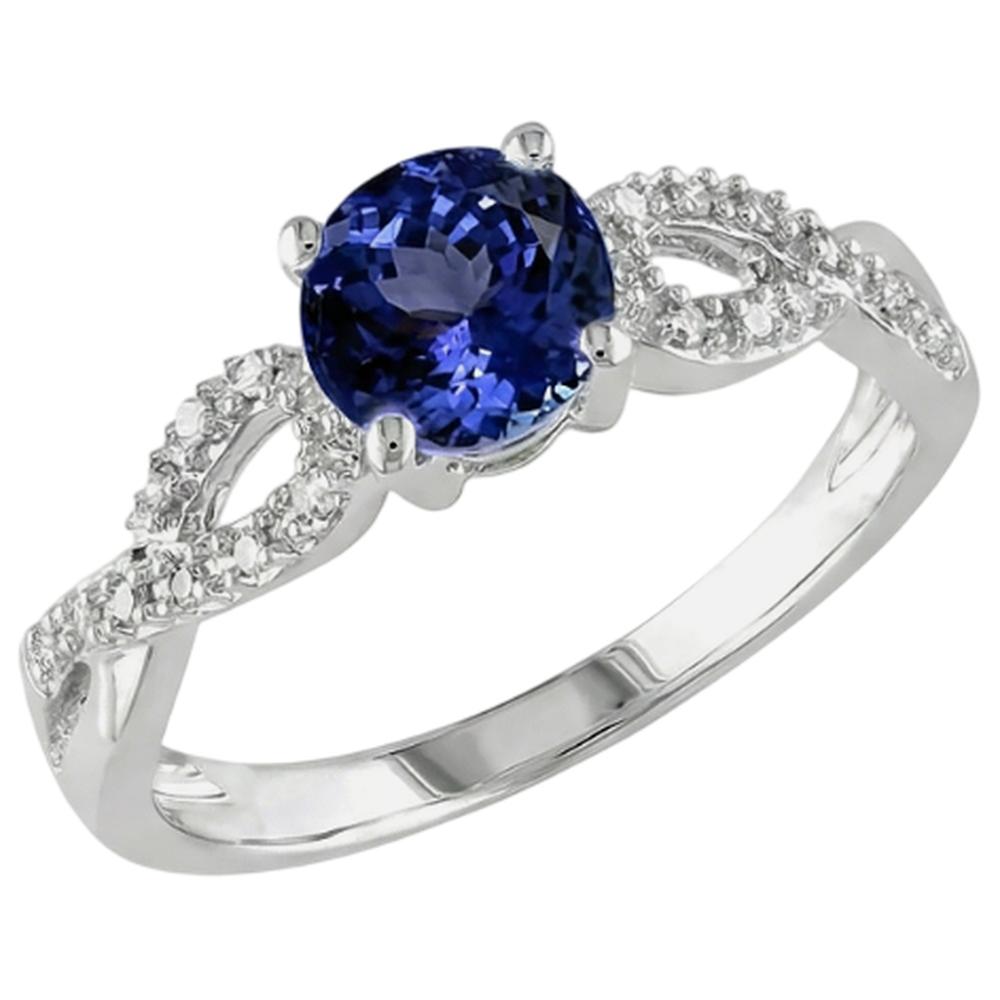 Anello Fantasia con Tanzanite Taglio Rotondo 3.50 Carati Oro Bianco 14K