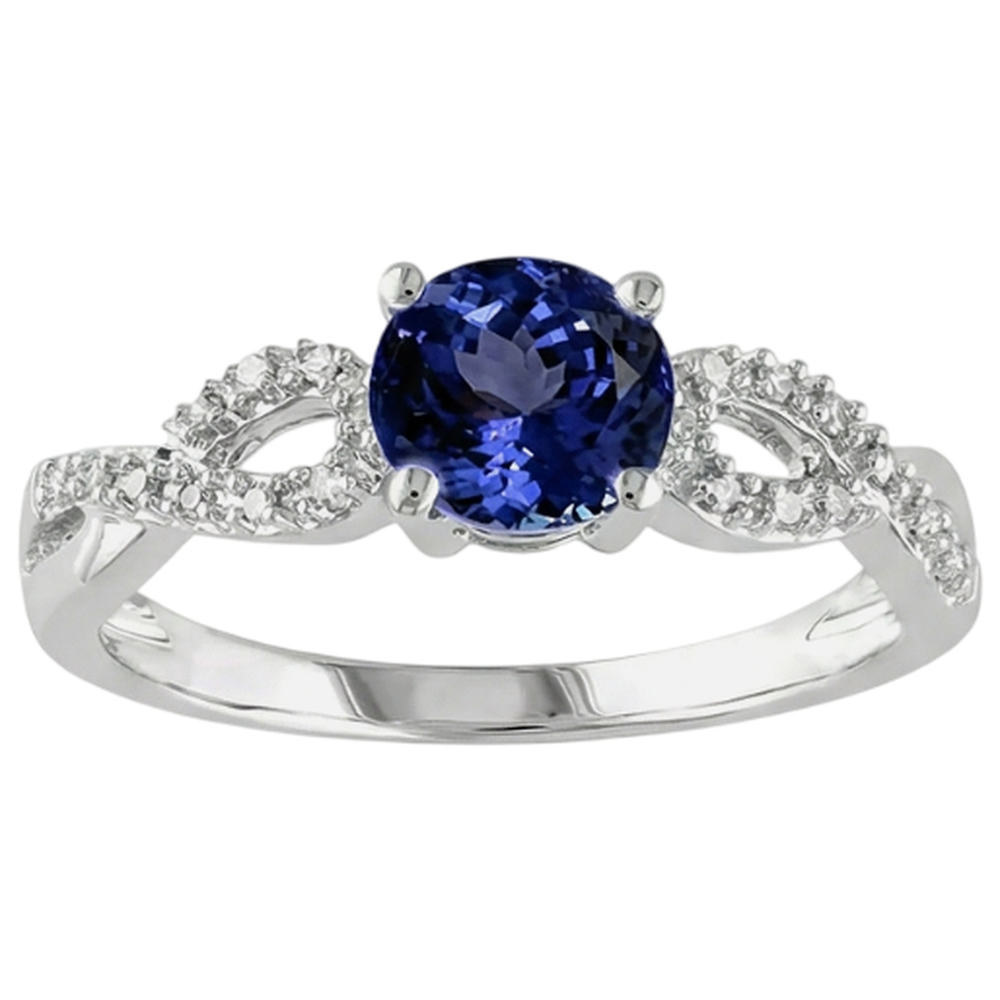 Anello Fantasia con Tanzanite Taglio Rotondo 3.50 Carati Oro Bianco 14K