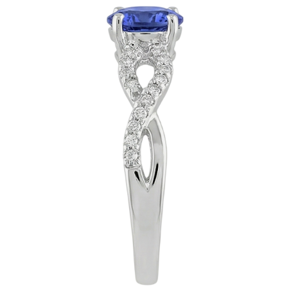 Anello Fantasia con Tanzanite Taglio Rotondo 3.50 Carati Oro Bianco 14K