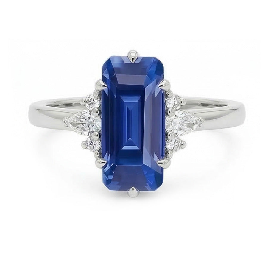 vero pear diamante 3carati anello angolo laterale