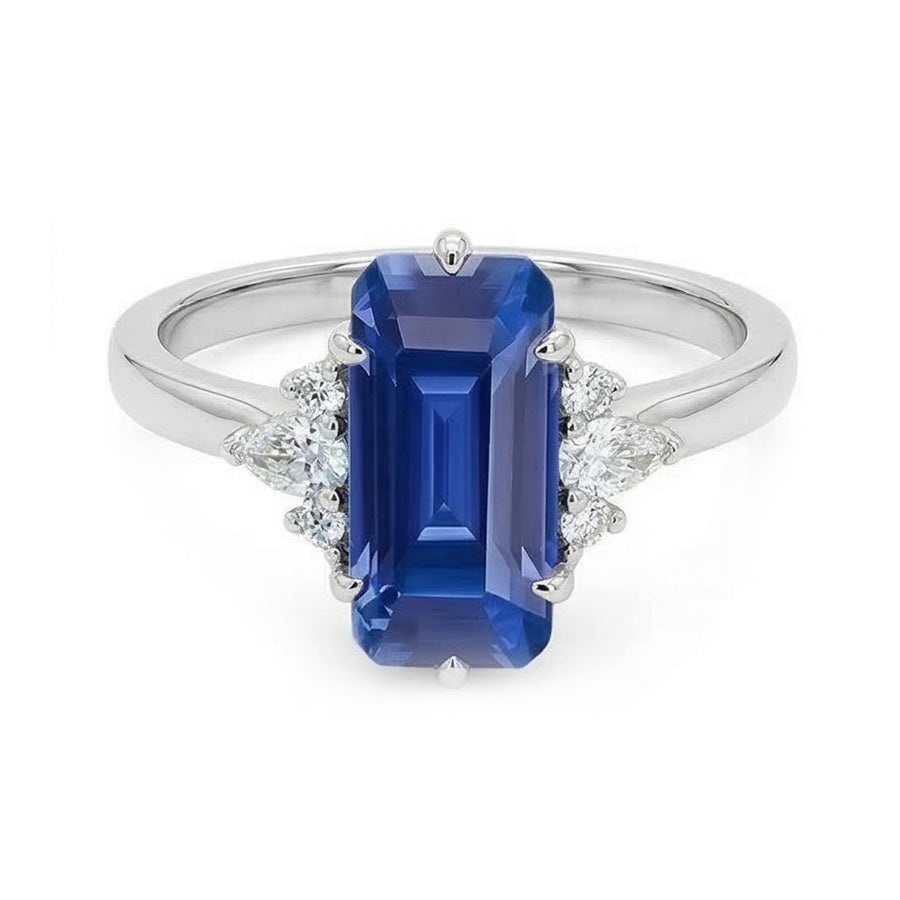 vero pear diamante 3carati anello dettaglio ravvicinato