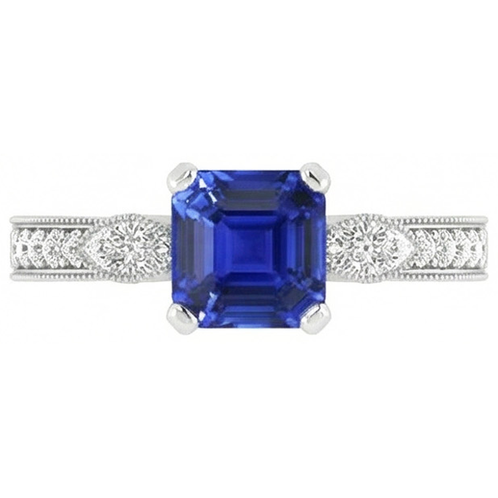 vero asscher diamante 3carati anello angolo laterale