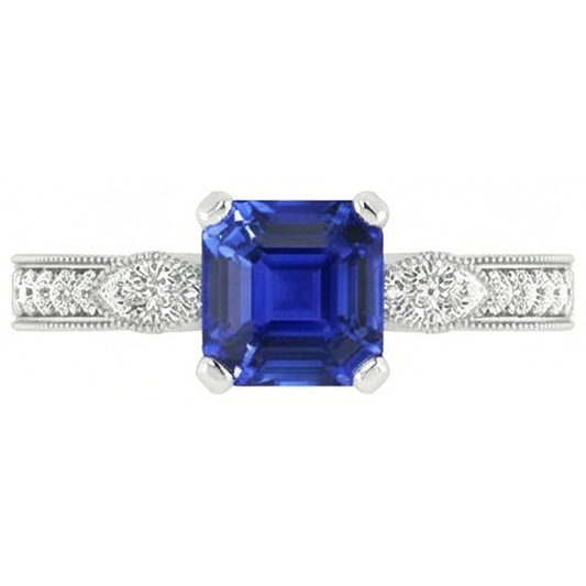 vero asscher diamante 3carati anello angolo laterale