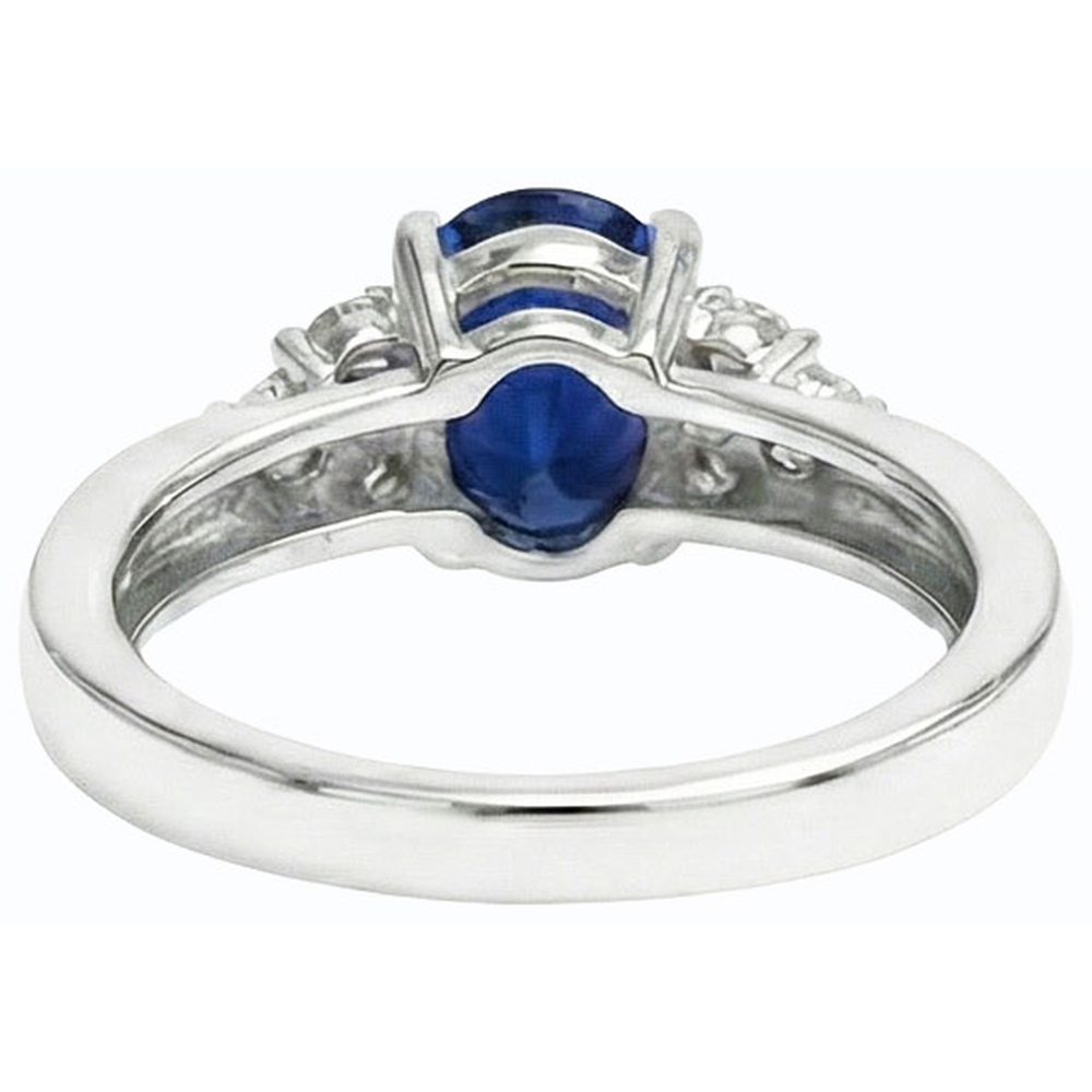 Anello Gemma Taglio Ovale Zaffiro Blu & Diamanti Naturali Autentici ( non creati in laboratorio ) 3 Carati Oro Bianco